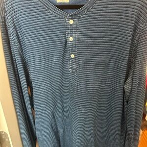 Faherty Blue Long Sleeve Striped Tee